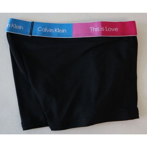 Calvin Klein NB3513 Men Sz L Black Pride This Is Love Microfiber Low-Rise Trunk - Picture 4 of 6